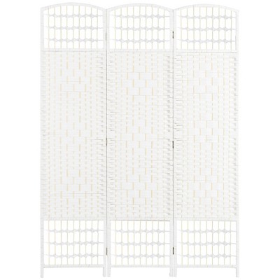 HOMCOM Room Divider, Folding Privacy Screen, 5.6' Room Separator, Wave Fiber Freestanding Partition Wall Divider