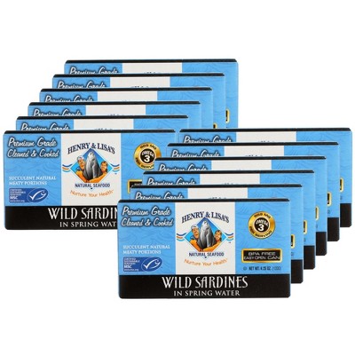 Henry & Lisa's Wild Sardines in Spring Water - Case of 12/4.25 oz