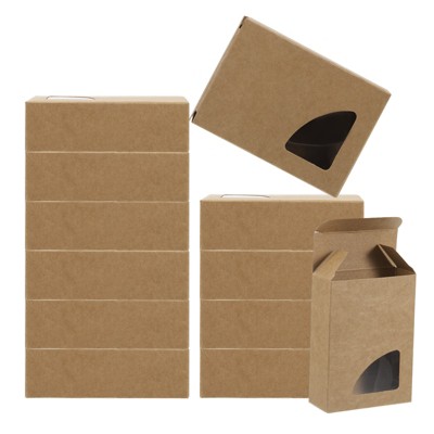 Unique Bargains Paper Sturdy Soap Box with Triangle Pattern PVC Clear Window 30 Pcs