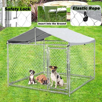 Heavy Duty Dog Crate - Indestructible Metal Kennel with Wheels & Double Doors, 33" High Anxiety Pet Cage with Removable Tray for Large Dogs - Black