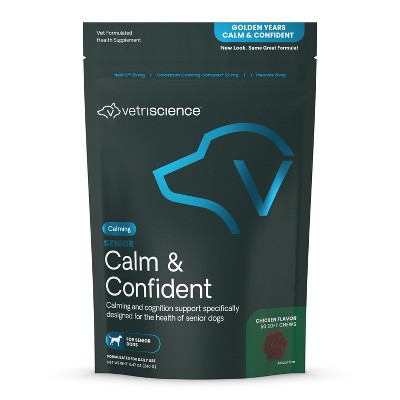 VetriScience Senior Calm & Confident Behavior Support Chew for Senior Dogs, Chicken Flavor, 60 Count Bag