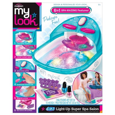 MY LOOK 6-in-1 Light-Up Super Spa Salon Activity Kit: Creative Thinking Craft Set for Kids with Stickers & Nail Polish