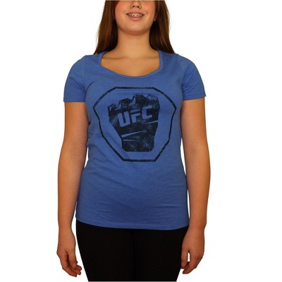UFC Womens Distressed Fist Graphic T-Shirt, Blue, Small