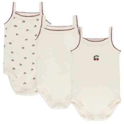 Aurora - Cherry Print Spaghetti Strap Modal Undershirts / Bodysuits - 3 Pack