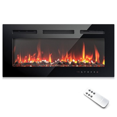 Simzlife Electric Fireplace Wall Recessed and Wall Mounted with Adjustable Flame Color
