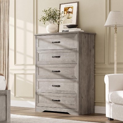 Dresser for Bedroom with 5/6 Drawers, Tall Wood Drawer Dresser Chest of Drawers for Closet