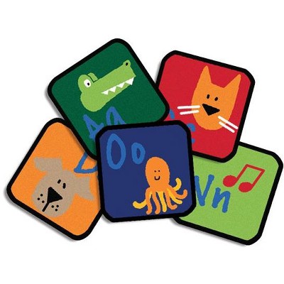 Carpets for Kids PLUS Learning Blocks Seating Learning Rug 12" Squares Kit Primary Colors Set of 26