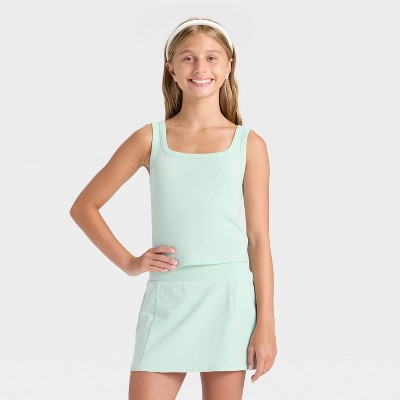 Girls' Square Neck Ribbed Tank Top - art class™