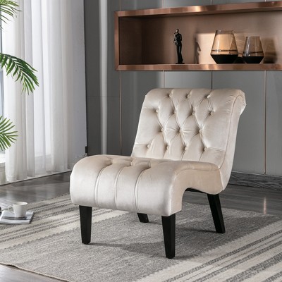 MOONMISS Comfy Velvet Armless Accent Chair, Upholstered with Durable Solid Wood Frame,Easy Assembly