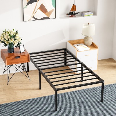 FDW 18 Inch High Metal Platform Bed Frame with Maximum Storage Space Under The Heavy Duty Bed Frame No Box Spring Needed Noise-Free