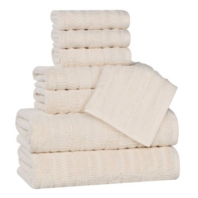 Smart Twist Viscose Cotton Blend Medium Weight Solid Textured Ribbed Towel Set by Blue Nile Mills