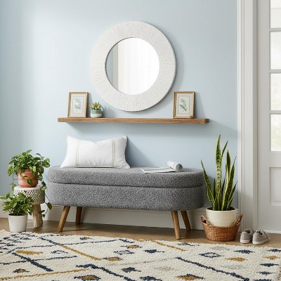 Homy Casa Upholstered Storage Bench with Wooden Legs for Entryway or Bedroom