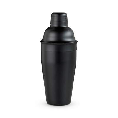 True Ash Matte Black Cocktail Shaker, 18 Oz Stainless Steel Cobbler Shaker with Lid & Strainer