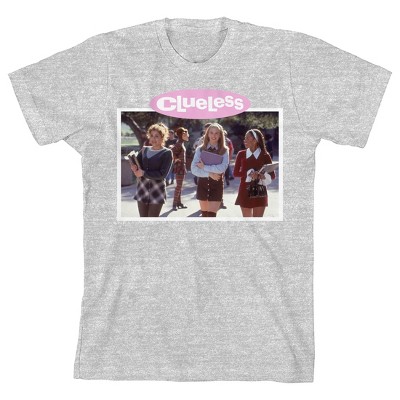 Clueless Characters With Books Photo Crew Neck Short Sleeve Athletic Heather Girl's T-shirt