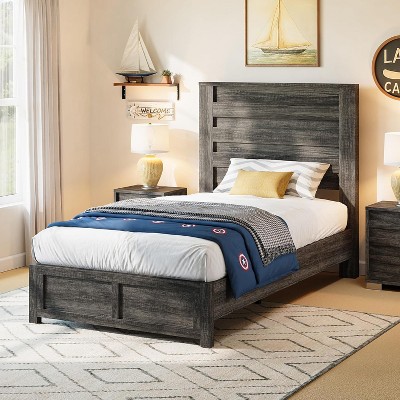 Farmhouse Bed Frame with 49" Tall Headboard