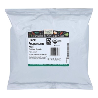 Frontier Co-Op Peppercorns Organic Fair Trade Certified Whole Black - 1 lb
