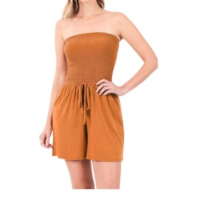 Women's Smocked Shorts Romper - ZENANA