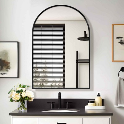 Lirago Bathroom Vanities Surface-mounted/Recessed Arch Bathroom Medicine Cabinet with Mirror with Adjustable Shelf 36x24 Black