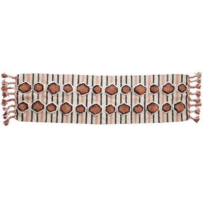 Storied Home Cotton Tufted Kilim Floor Runner with Braided Tassels