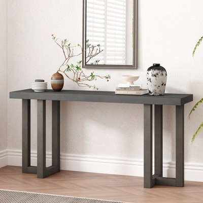 TIRAMISUBEST Geometric Design Console Table with Solid Pine Legs, Symmetrical Style Accent Living Room Sofa Table