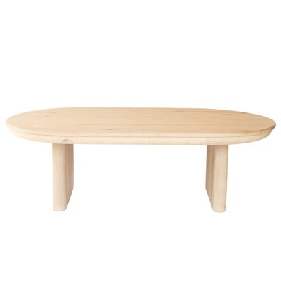 HomeRoots 54" Natural Solid Wood Oval Solid Coffee Table