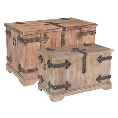 Household Essentials 2 Piece Decorative Trunks, Victorian Set, Small and Large