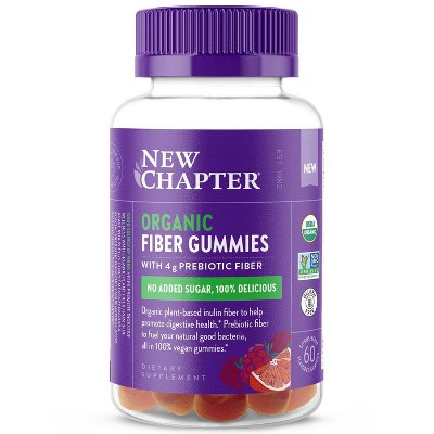New Chapter Organic Fiber Gummies for Adults - up to 8g Plant-Based Prebiotic Fiber for Digestive Health - Citrus Berry - 60ct