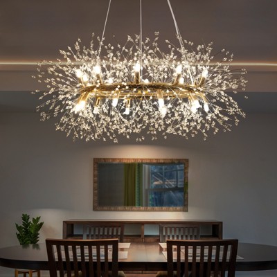 LLHZSY 12/20- Light Modern Glam Sputnik Wagon Wheel Crystal Chandelier - Gold /Chrome