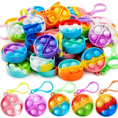 Pop Fidget Keychain Mini Fidget Toys Bulk 30 Pack Party Favors for Kids 4-8,8-12 Years Kids, Goodie Bag Stuffers Fidgets for Prizes Sensory Fidget Toy