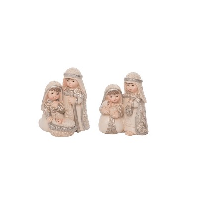 Transpac Resin Elegant Kid Nativity Figurine Set of 2 Colorful Christmas Tabletop Decor for Holiday Gifts and Decorations