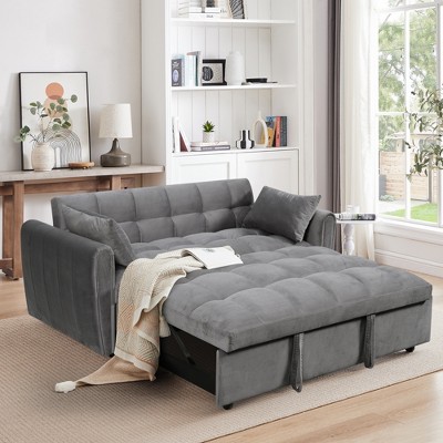 65 "3-in-1 foldable large size sofa bed, modern velvet double sofa, sofa bed with adjustable back