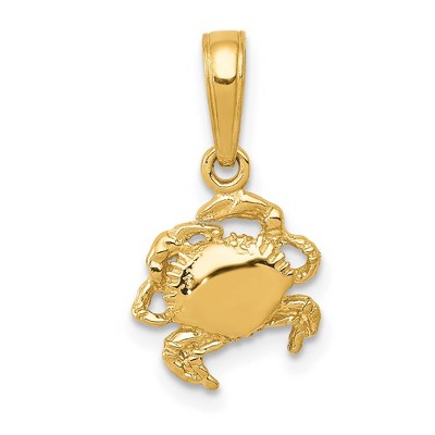 Black Bow Jewelry 14k Yellow Gold Crab Pendant, 9mm
