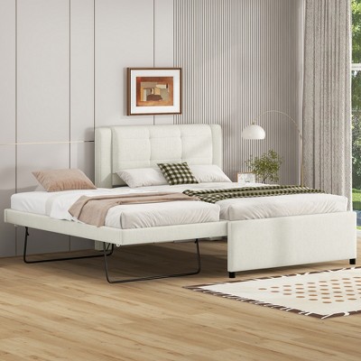 Full Size Upholstered Platform Bed with Trundle