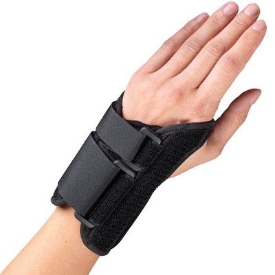 OTC Wrist Splint, 6-Inch Petite or Youth Size, Lightweight Breathable, Black, Left