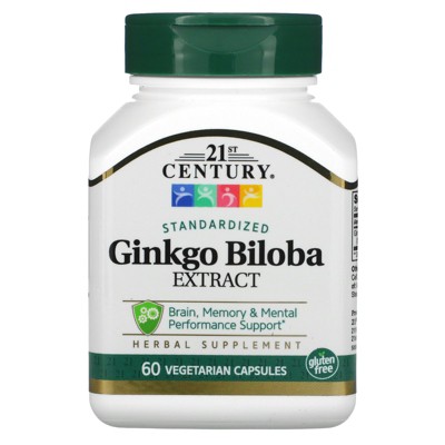 21st Century Ginkgo Biloba Extract, Standardized, 60 Vegetarian Capsules (60 mg per Capsule)