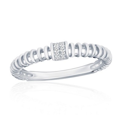 Bella Silver Sterling Silver, Pave CZ Wire Design Ring - Available Sizes:  7 ,  9 ,  8 ,  6