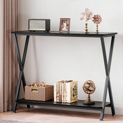 Narrow Console Table Behind Couch Table, 2-Tier Industrial Entryway Table for Living Room, Hallway, Foyer (Vintage)