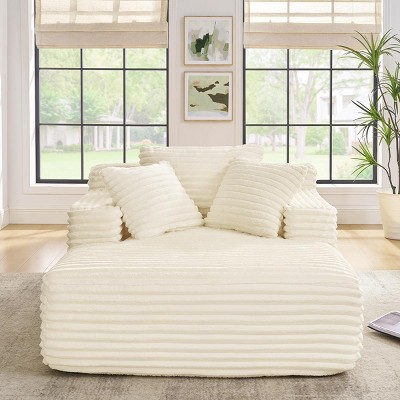 Accent Chaise Lounge Sofa Bed – Contemporary Foam Core Upholstered Couch with Deep Seat for Living Room – 61" Wide - 3irtyhousy