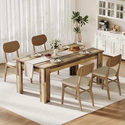 Jojoka 63" Rectangular Dining Table for 4-6 People - Large Wooden Kitchen & Farmhouse Dinner Table - Easy Assembly for Dining Room & Living Room