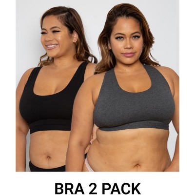Curvy Couture Women's Cotton Comfort Bralette 2-Pack