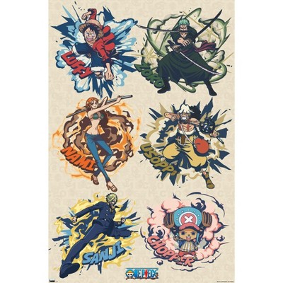 Trends International One Piece: Fishman Island - Badges Grid Framed Wall Poster Prints