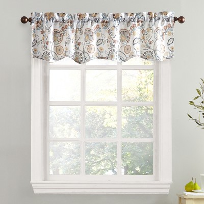 54"x14" No. 918 Sheer Signy Jacobean Pattern Rod Pocket Kitchen Curtain Valance White: Polyester, Machine Washable
