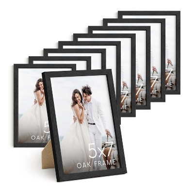 Haus and Hues Set of 9 Oak Wood Single Picture Frame with Plexiglass Cover