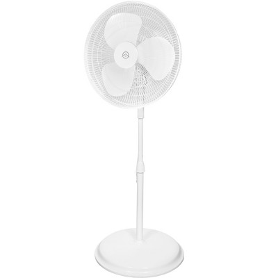 HomePointe Standing Oscillating Pedestal Fan with Adjustable Height & 3 Speeds for Living Room, Office, Basement, or Bedroom, White, 16"