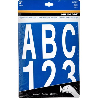 Hillman 3 in. White Vinyl Self-Adhesive Letter and Number Set 0-9, A-Z 1 pc (Case of 6)