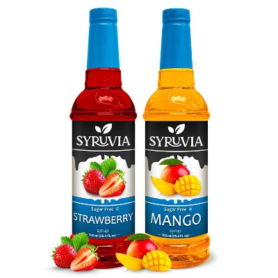 Syruvia Sugar Free Coffee Flavors Variety Pack: Strawberry & Mango 25.4 fl oz Syrup