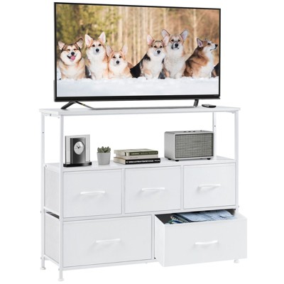 Kumasinova 5 Drawers Dresser for Bedroom,Chest of Drawers with Metal Frame and 2 Open Shelves,Storage Tower for Kid Room,Closet,Entryway,Nursery