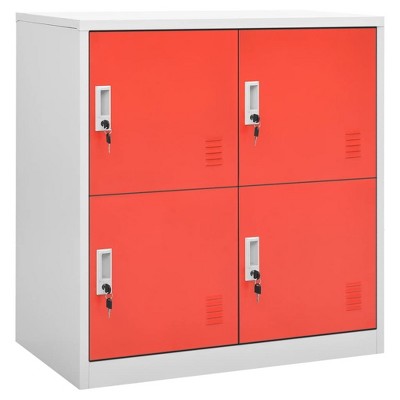 vidaXL Locker Cabinet Set of 2 Light Grey and Red Steel Medium - Light Gray and Red with 4 Lockers 2-Pack