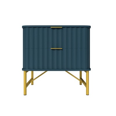 CLIHOME 19" H 2 Drawers Nightstands, Modern End Table with Gold Legs
