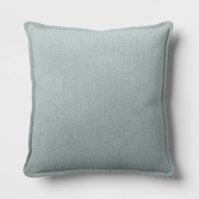 Square Linen Reversible Throw Pillow with Flange and Contrast Neutral/Green - Threshold™